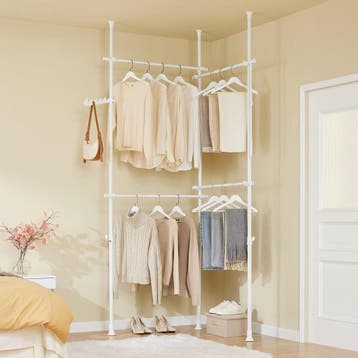 2dekans | SoBuy KLS03-II-W Stevige uitschuifbare, Huis en Inrichting, Kasten | Kledingkasten, Ophalen of Verzenden, Zo goed als nieuw