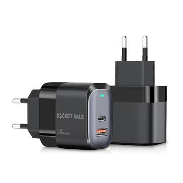 Rocket Sale® 30W Dual Adapter USB A+C, Ophalen of Verzenden, Nieuw