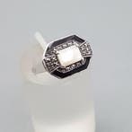 Zilver, Art Deco, Emaille + Parelmoer - Ring - +