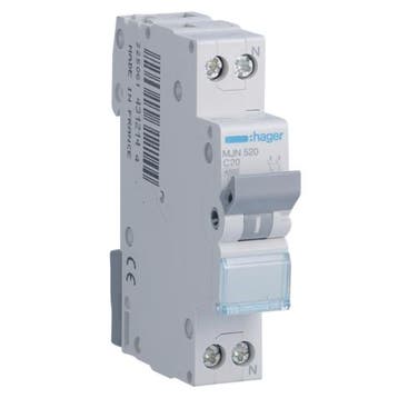 Hager installatieautomaat C20 1P+N MJN520, Ophalen of Verzenden, Nieuw