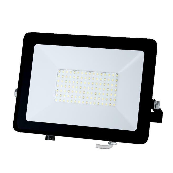 LED bouwlamp - Zwart - 100W - 8000 lumen - Met beugel, Tuin en Terras, Buitenverlichting, Waterbestendig, Led, Netvoeding, 50 tot 250 watt