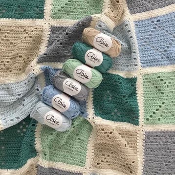 Haakpakket byClaire Blokkendeken Ledikant Mint/Blauw, Hobby en Vrije tijd, Breien en Haken, Ophalen of Verzenden, Nieuw, Breien of Haken