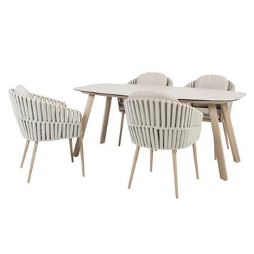 Manolo Eva dining tuinset 180x95xH75 cm 5 delig keramiek, Ophalen of Verzenden, Nieuw