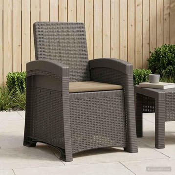 vidaXL Ligstoel in rietenlook Lichtgrijs en Taupe PP, Tuin en Terras, Verzenden, Nieuw
