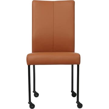 Set van 4 Leren eetkamerstoelen Comfort met wieltjes -, Ophalen of Verzenden, Nieuw, Leer