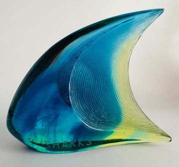 Daum - Beeldje - Poisson Bleu Jaune - Kristal