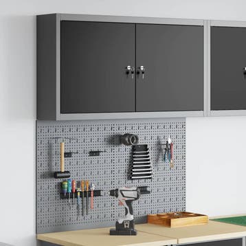 vidaXL Gereedschapskast set met plank 3 st Zwart, Doe-het-zelf en Verbouw, Verzenden, Nieuw
