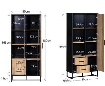 Houten Highboard met Zwart Frame – 180 cm, Verzenden, Nieuw