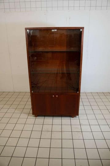 Houten Vitrinekast met Glazen Deuren, Huis en Inrichting, Kasten | Vitrinekasten, Ophalen of Verzenden, Nieuw