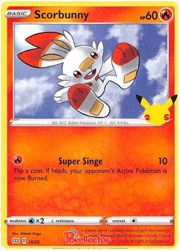 Scorbunny 16/25 Promo 25TH ANNIVERSARY MC DONALDS, Ophalen of Verzenden, Nieuw, Losse kaart, Foil