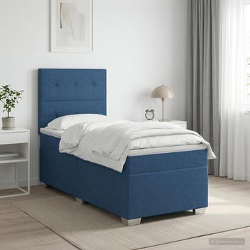 vidaXL Boxspringbed met matras met hoofdeinde Blauw 100 x, Verzenden, Nieuw, Eenpersoons, Blauw
