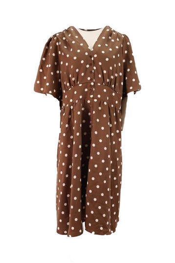 Vero Moda Curve Jurk in maat 48 Bruin, Kleding | Dames, Vero Moda Curve, Verzenden, Zo goed als nieuw, Bruin