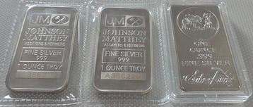3 Troy Ounce - Zilver - Johnson Matthey e Silver Towne, Postzegels en Munten