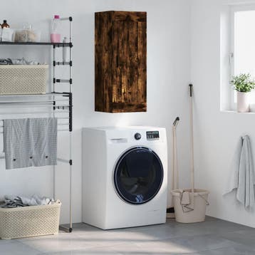 vidaXL Wandkast 34,5x34x90 cm bewerkt hout gerookt, Minder dan 50 cm, Verzenden, Nieuw, Minder dan 100 cm