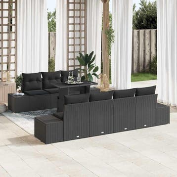 vidaXL Bankstel 8 st Zwart poly rattan, Verzenden, Nieuw, Rotan, 8 zitplaatsen