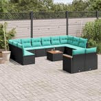 vidaXL 13-delige tuinbankset met kussens van zwart polyrotan, Verzenden, Nieuw
