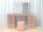 Veiling - Luxe kaptafel met verlichting - Roze - Incl. poef, Nieuw