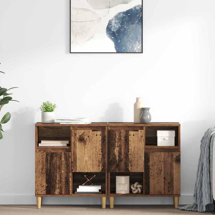 vidaXL Dressoirs 2 pcs Oud Hout 60 x 35 x 70 cm Bewerkt hout, Huis en Inrichting, Kasten | Dressoirs, 25 tot 50 cm, Nieuw, 50 tot 100 cm