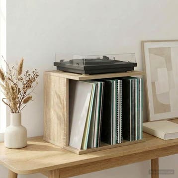 vidaXL Vinyl Platenspeler Opslag Sonoma Eiken 42 x 33 x 36, Verzenden, Nieuw