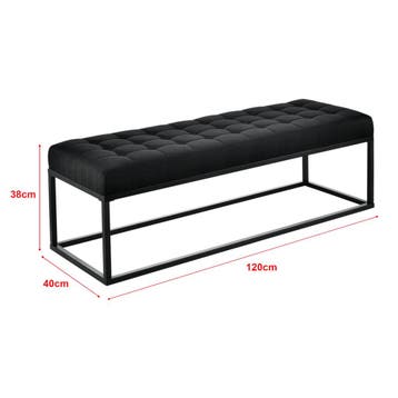 [pro.tec] Halbank bankje stof 120x40x38 cm zwart, Verzenden, Nieuw