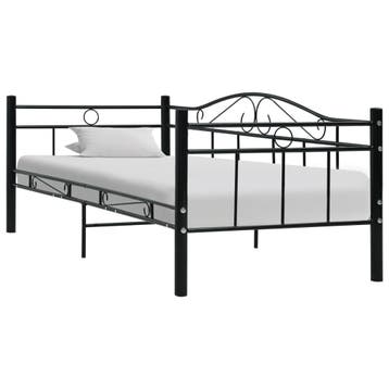 vidaXL Bedbank metaal zwart 90x200 cm, 90 cm, Eenpersoons, Verzenden, Zwart