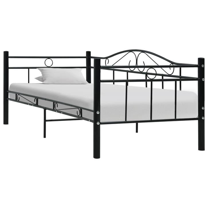 vidaXL Bedbank metaal zwart 90x200 cm, Huis en Inrichting, Slaapkamer | Bedden, 90 cm, 200 cm, Zwart, Eenpersoons, Nieuw, Metaal