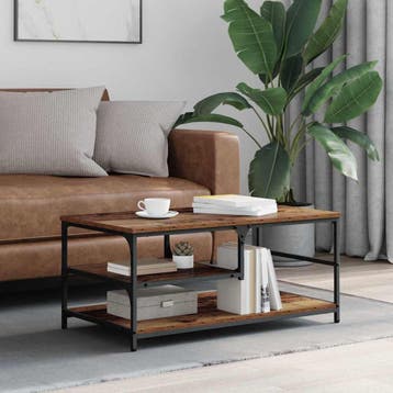 vidaXL Salontafel Oud Hout 90 x 49 x 40 cm Bewerkt hout, Huis en Inrichting, Minder dan 50 cm, Verzenden, Vierkant, Nieuw