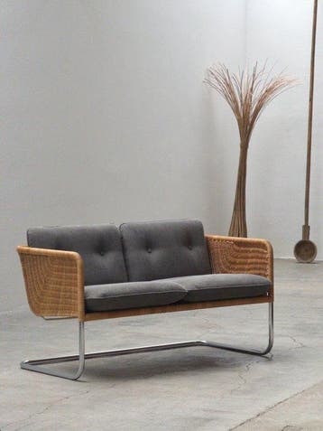 Tecta - William Dunkel - Sofa - D44 - Rattan, Staalbuis