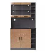 Keuken highboard met LED – houten buffetkast 100×47×187 cm, Verzenden, Nieuw