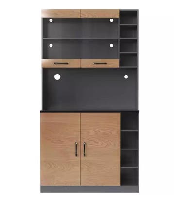 Keuken highboard met LED – houten buffetkast 100×47×187 cm, Huis en Inrichting, Kasten | Overige, Verzenden, Nieuw
