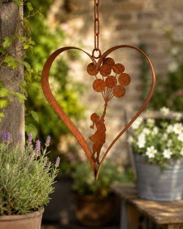 Sculptuuur voor buiten, Romantische Tuinhanger Hart met