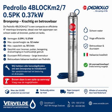 Pedrollo 4BLOCKm2/7 0.5PK 0.37kW, Ophalen of Verzenden, Nieuw, Elektrisch, Beregeningspomp