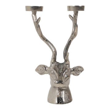 Candle Holder Hert head Zilver 37x24cm, Verzenden, Nieuw