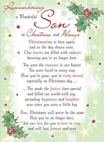 Rouwkaart herdenkingskaart a wonderful son christmas &, Ophalen of Verzenden, Nieuw