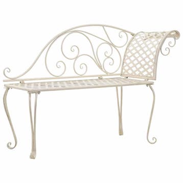 vidaXL Chaise longue 128 cm metaal antiekwit, Tuin en Terras, Verzenden, Nieuw, Metaal