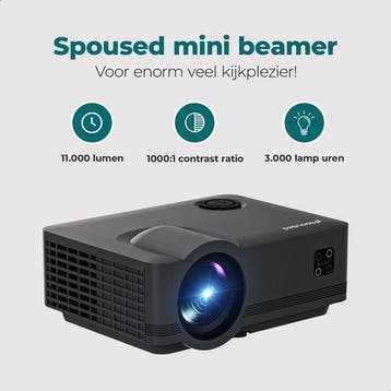 2dekans | Spoused Beamer - Full-HD - 11.000 Lumen - Streamen, Audio, Tv en Foto, Ophalen of Verzenden, Zo goed als nieuw, Spoused