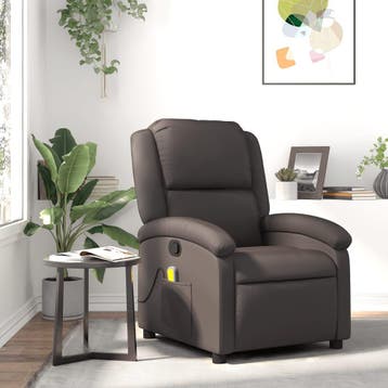 vidaXL Massagestoel van echt leer, donkerbruin, Verzenden, Nieuw