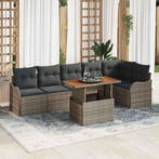 vidaXL Tuin Sofa Set met kussen 7 pcs Grijs, Verzenden, Nieuw, Rotan, 7 zitplaatsen