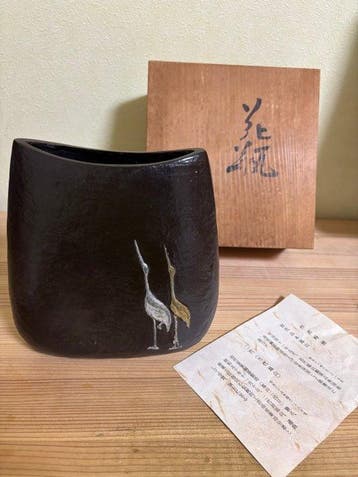 Vaas - Brons - Japan - Crane & Tortoise - Yamamoto Hozan, Antiek en Kunst