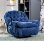 Gewatteerde Fauteuil met Zijvakken – Blauwe Massagefauteuil, Nieuw, Stof, Eén, Verzenden