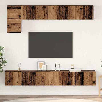 vidaXL Tv-meubelset 5 st Oud Hout Bewerkt hout, Minder dan 50 cm, Verzenden, Nieuw, Minder dan 100 cm