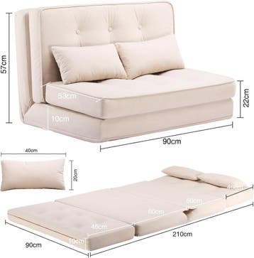 Slaapbank 2 persoons - Logeerbed - Bedbank - 90x210 cm - Bei, Verzenden, Zo goed als nieuw