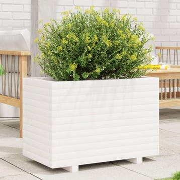 vidaXL Plantenbak 70x40x49,5 cm massief grenenhout wit, Tuin en Terras, Bloembakken en Plantenbakken, Verzenden, Nieuw, Hout