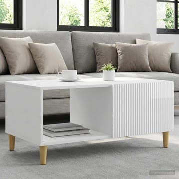 vidaXL Salontafel Hoogglans Wit 90 x 50 x 40 cm Bewerkt hout, Verzenden, Nieuw, 50 tot 100 cm, Rechthoekig