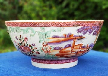 Grote 18e-eeuwse Chinese export Mandarin Pastoral- en