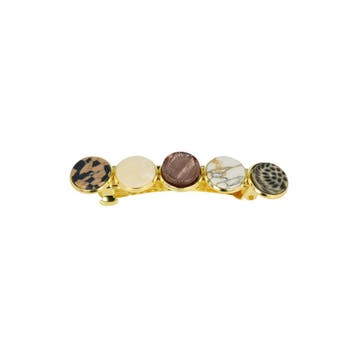 Patentspeld 6cm - Cirkelvorm - Fantasieprint - Goud Bruin, Nieuw