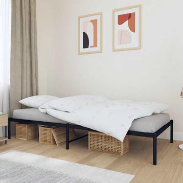 vidaXL Bedframe metaal zwart 90x200 cm, Huis en Inrichting, Slaapkamer | Bedden, 90 cm, Eenpersoons, Verzenden, Zwart