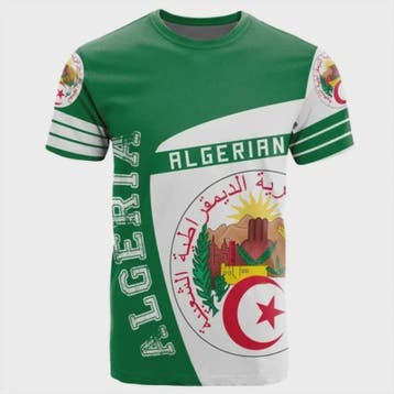 Heren T-shirt met Algerijnse Vlag 3D Graphic - Perfect voor, Verzenden, Nieuw