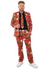 Kerst Kostuum Heren Rood 3-delig, Ophalen of Verzenden, Nieuw