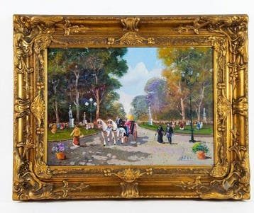 Raffaele Di Dio (XX) - Domenica al Parco, con imponente